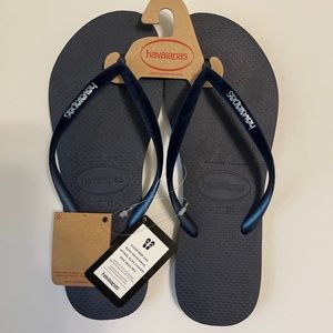 Havaianas flip flops slim velvet navy NWT